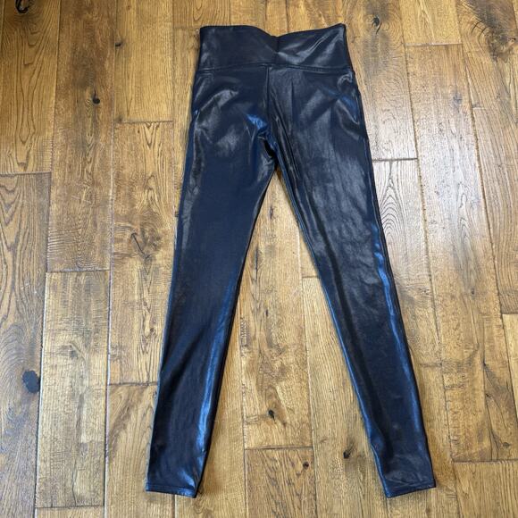 SPANX Faux Leather Leggings Women’s Sz Medium Black High Rise Pants - Picture 6 of 7